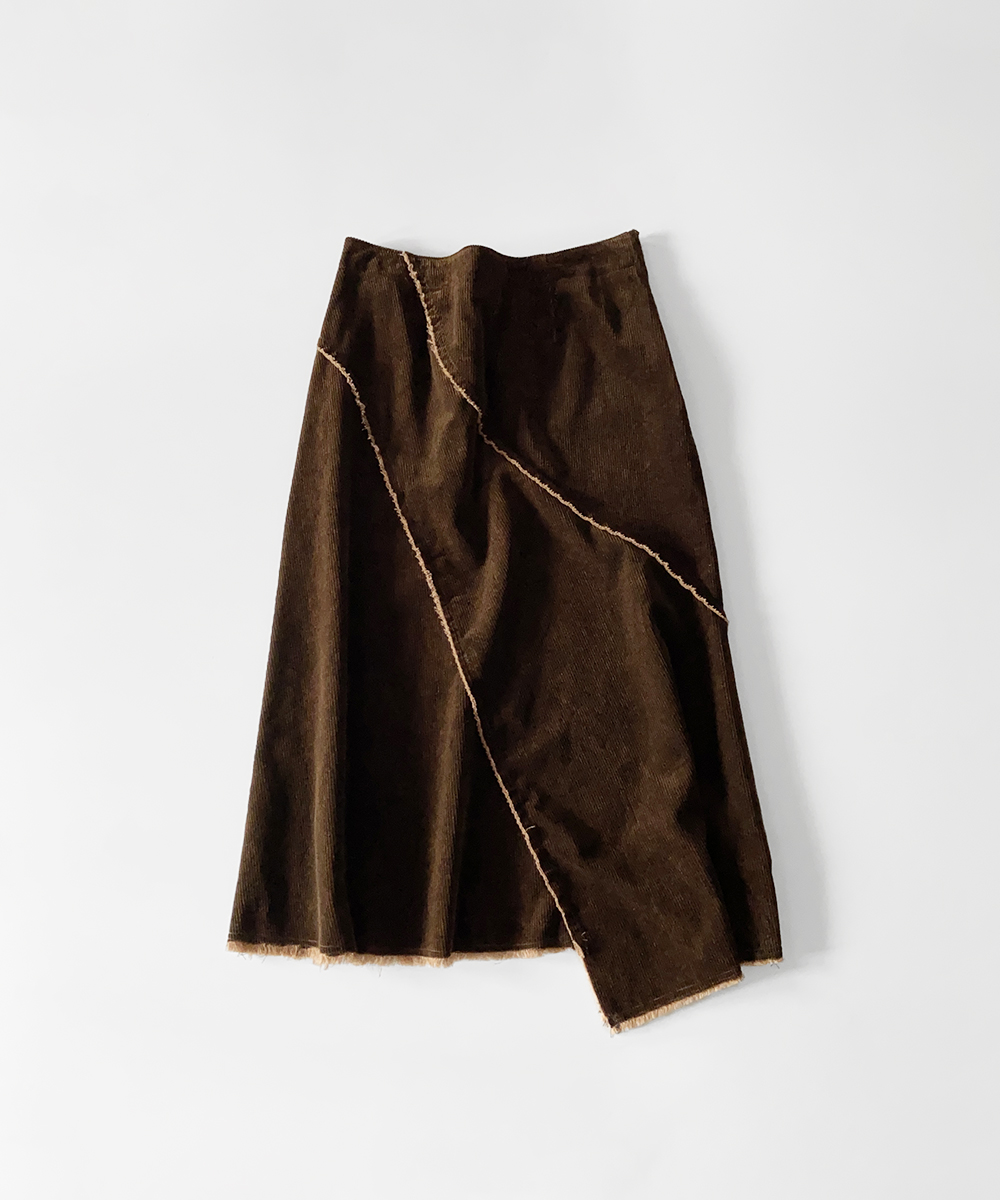 ease corduroy patchwork long skirt