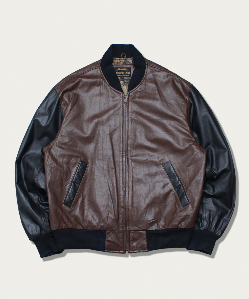 JUNCHINO by junko koshino leather stadium jacket