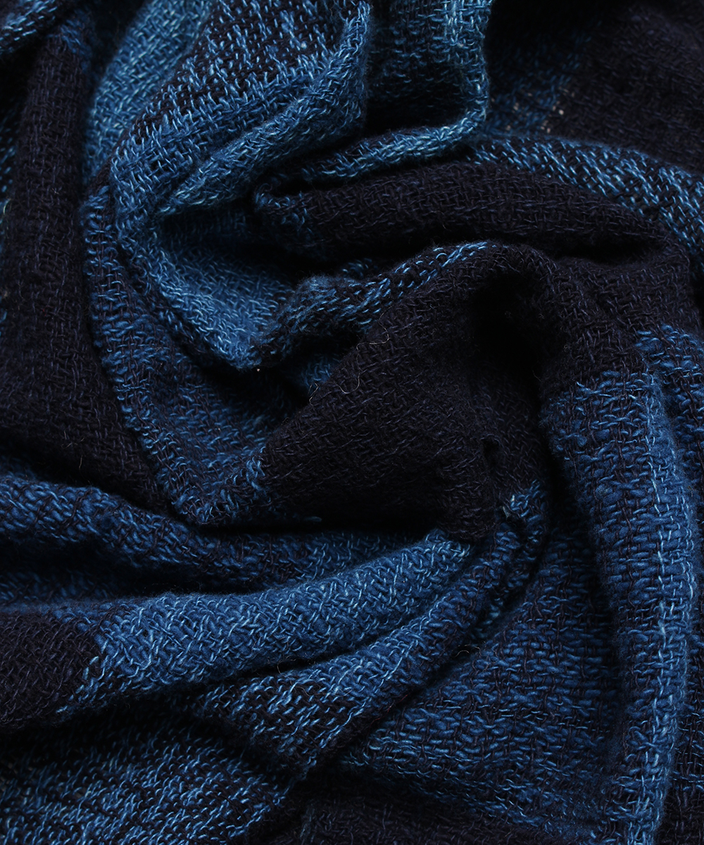 Indigo block fabric scarf