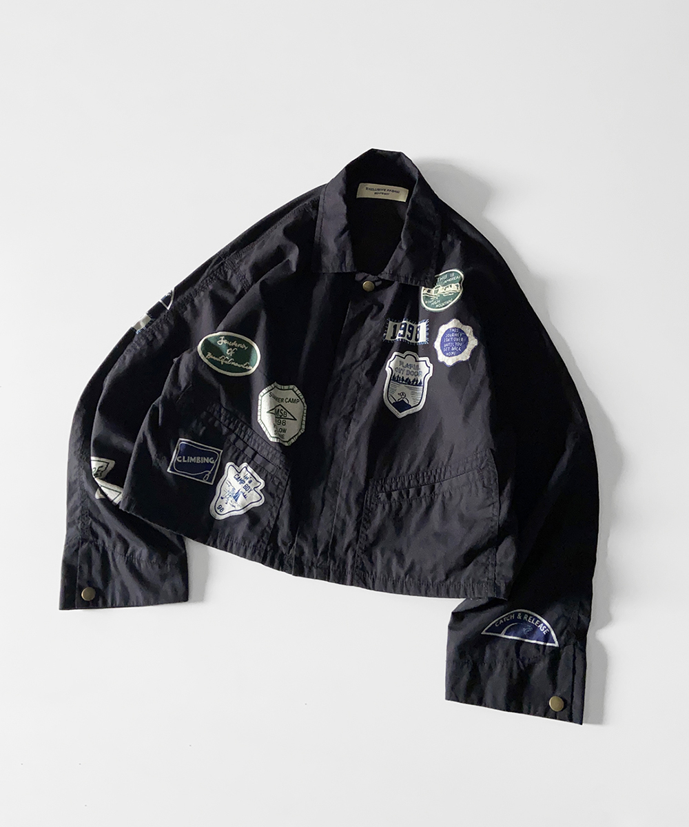 Beams boy patch print cropped jacket